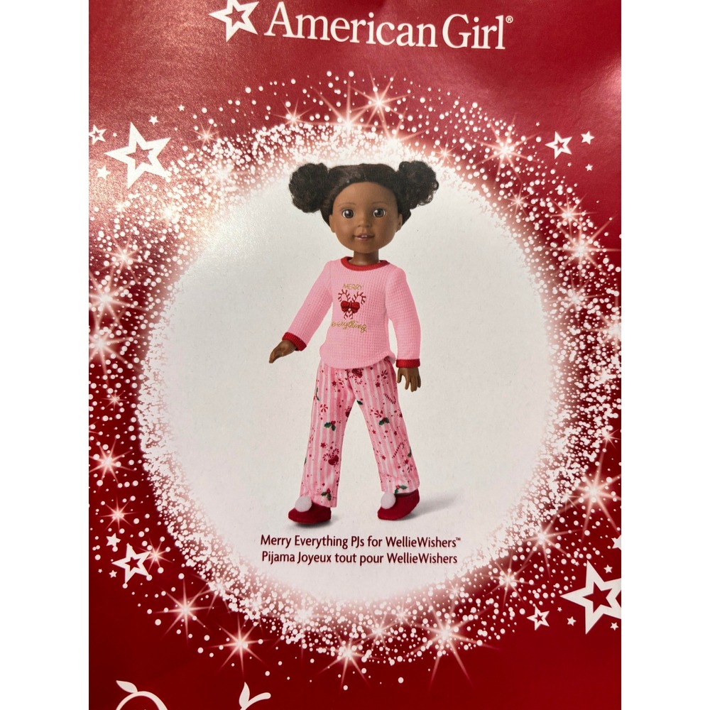 American Girl WellieWishers Merry Everything Pajama Set for‎ Dolls Pink Holiday
